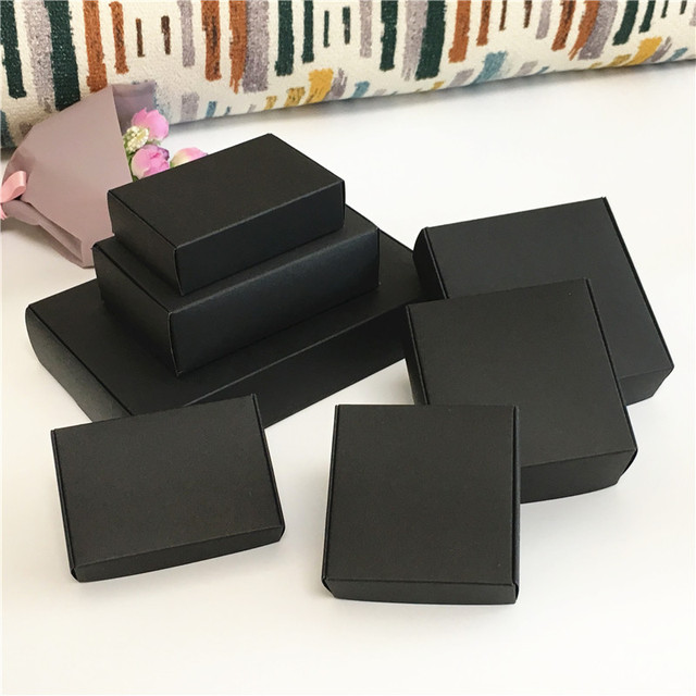 24Pcs Black Cardboard Packaging Boxes Jewelry Boxes Multiple Sizes Aircraft  Gift Box Black Handmade Soap Packaging